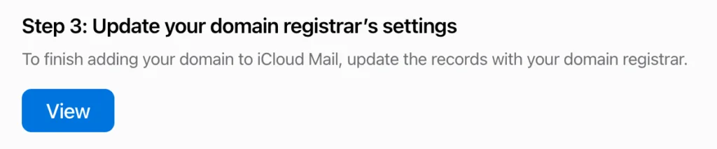 Domain registrar settings iCloud