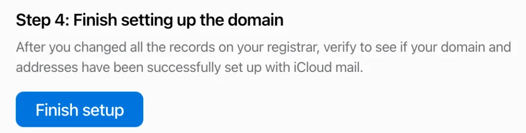 Finish setup in iCloud